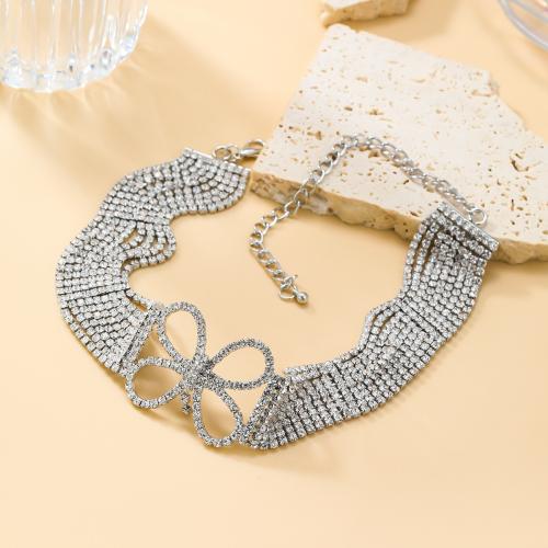 Zinklegierung Pullover Halskette, mit Verlängerungskettchen von 14.1cm, plattiert, mehrschichtig & für Frau & mit Strass, keine, frei von Nickel, Blei & Kadmium, Länge:ca. 32.3 cm, verkauft von PC