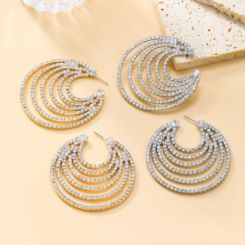 Tibetan Style Stud Earring, plated, fashion jewelry & for woman & with rhinestone, more colors for choice, nickel, lead & cadmium free, 65x61mm, Sold By Pair