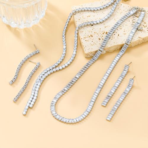 Zink Alloy Jewelry Sets, örhänge & halsband, 2 stycken & olika stilar för val & micro bana cubic zirconia & för kvinna, nickel, bly och kadmium gratis, Säljs av Ställ