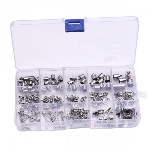 DIY Jewelry Supplies, 304 Stainless Steel, with Plastic Box, polished, 15 cells, original color, 172x100x22mm, Sold By Box