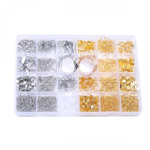 DIY Jewelry Supplies Iron with Plastic Box plated 24 cells mixed colors nickel lead & cadmium free Approx Sold By Box