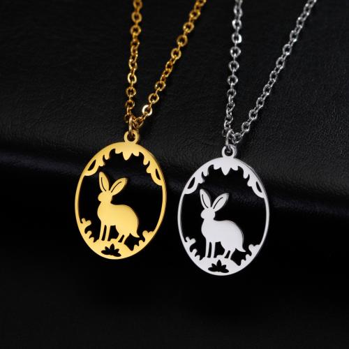 Stainless Steel Jewelry Necklace 304 Stainless Steel with 5CM extender chain Rabbit plated for woman & hollow Length 45 cm Sold By PC
