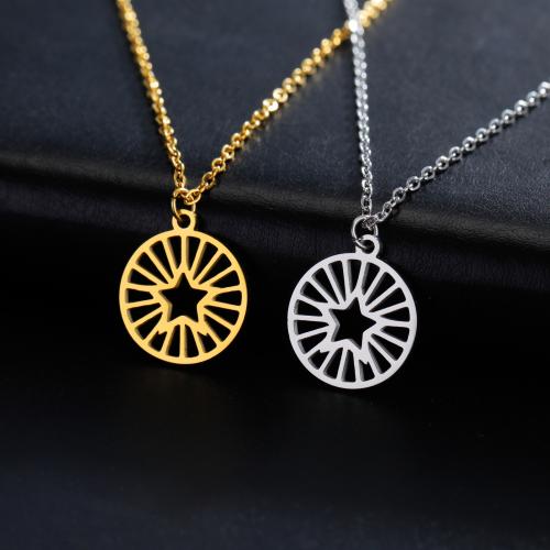 Stainless Steel Jewelry Necklace 304 Stainless Steel with 5CM extender chain Round plated for woman & hollow Length 45 cm Sold By PC