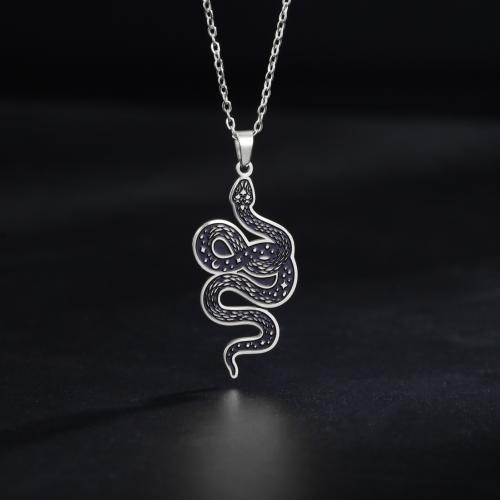 Stainless Steel Jewelry Necklace 304 Stainless Steel with 5CM extender chain Snake plated for woman & enamel Length 45 cm Sold By PC