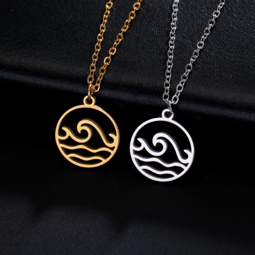 Stainless Steel Jewelry Necklace, 304 Stainless Steel, with 5CM extender chain, Round, plated, for woman & hollow, more colors for choice, 17.80x15.60mm, Length:45 cm, Sold By PC