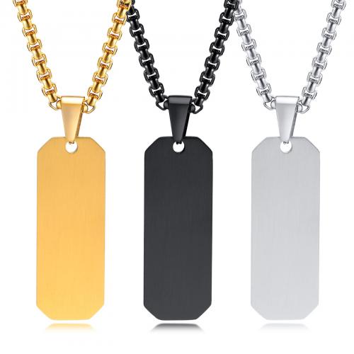 Stainless Steel Jewelry Necklace, 304 Stainless Steel, Rectangle, plated, fashion jewelry & different styles for choice & for man, more colors for choice, nickel, lead & cadmium free, pendant:40x15mm, Length:Approx 600 mm, Sold By PC