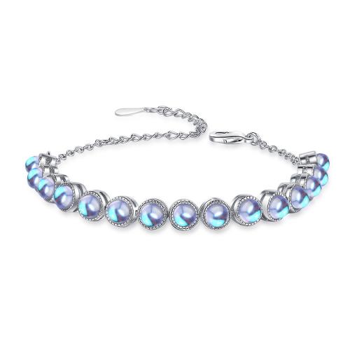 Cubic Zirconia Micro Pave Brass Bracelet with Moonstone with 5cm extender chain fashion jewelry & micro pave cubic zirconia & for woman nickel lead & cadmium free Length Approx 16 cm Sold By PC