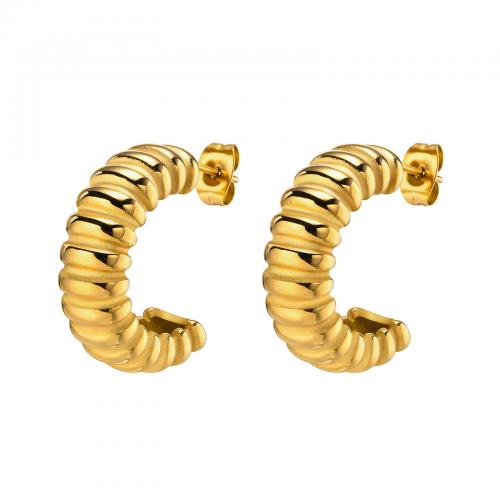 Edelstahl Ohrringe, 304 Edelstahl, goldfarben plattiert, Modeschmuck & für Frau, frei von Nickel, Blei & Kadmium, 22.20mm, verkauft von Paar