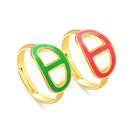 Stainless Steel Finger Ring 304 Stainless Steel with enamel gold color plated fashion jewelry & for woman & hollow nickel lead & cadmium free .6mm Sold By PC