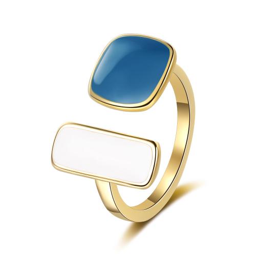 Ring Finger mosiądz, biżuteria moda & dla kobiety & naklejka epoksydowa, złoto, bez zawartości niklu, ołowiu i kadmu, Inner diameter :16mm, sprzedane przez PC