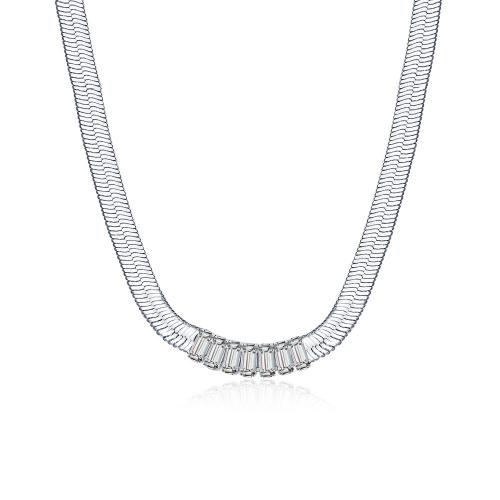 Kubický zirkon Micro vydláždit mosaz náhrdelník, s 50mm extender řetězce, módní šperky & micro vydláždit kubické zirkony & pro ženy, nikl, olovo a kadmium zdarma, wide:5.5mm, Délka Cca 400 mm, Prodáno By PC