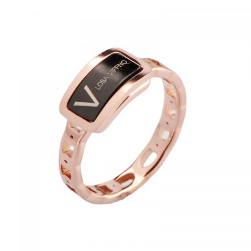 Titanium Steel Finger Ring, with Acrylic, plated, different size for choice & for woman, rose gold color, Sold By PC