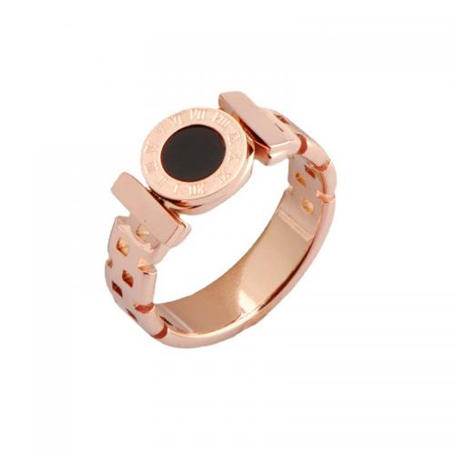 Titanium Steel Finger Ring with Acrylic plated & for woman rose gold color Sold By PC