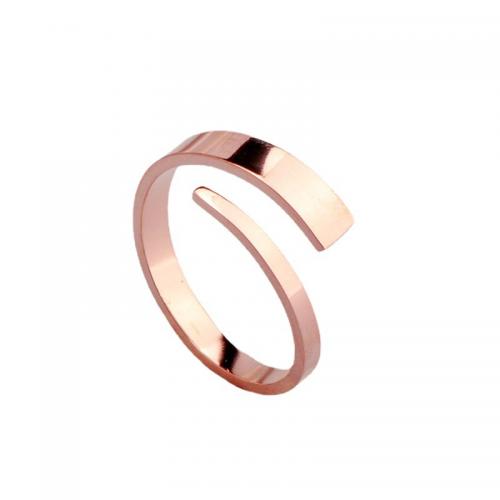 Titanium Steel Finger Ring, plated, different size for choice & for woman, rose gold color, Sold By PC