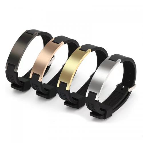 Bracelet d'acier titane, avec silicone, Placage, unisexe, plus de couleurs à choisir, Longueur Environ 25 cm, Vendu par PC