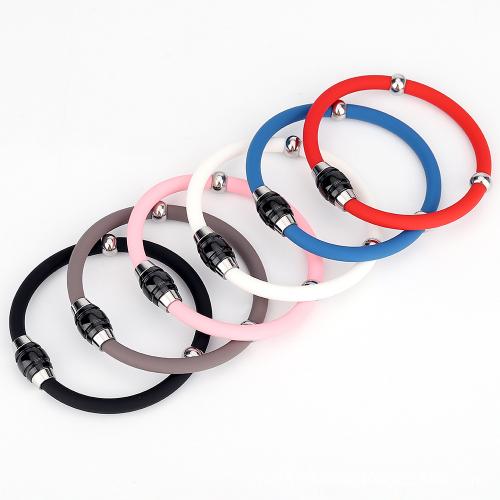 Titanium Steel Bracelet & Bangle with Silicone plated Unisex Length Approx 20 cm Sold By PC