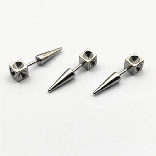 Titanium Steel  Earring plated Unisex silver color 12.90mm Sold By PC