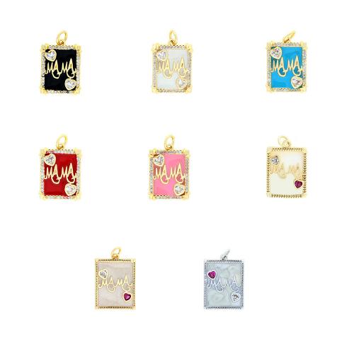 Cubic Zirconia Micro Pave Brass Pendant, plated, DIY & micro pave cubic zirconia & enamel, more colors for choice, Sold By PC
