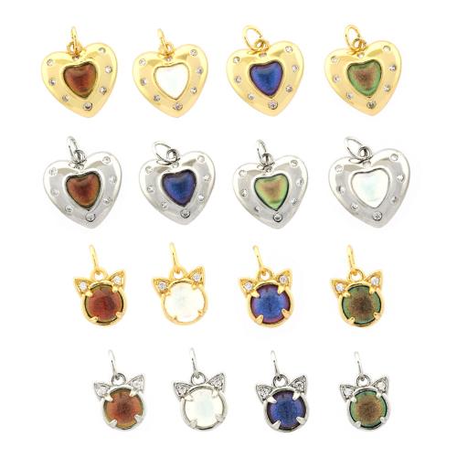Cubic Zirconia Micro Pave Brass Pendant, with Resin, plated, DIY & different styles for choice & micro pave cubic zirconia, more colors for choice, Sold By PC