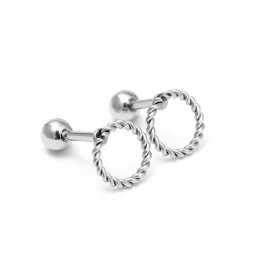 Titanium Steel  Earring, plated, Unisex, silver color, 8x11.30mm, Sold By PC