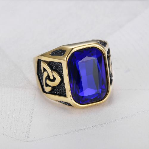 Vinger Ring in edelstaal, 304 roestvrij staal, met Kristal, mode sieraden & verschillende grootte voor keus & voor de mens, meer kleuren voor de keuze, Verkocht door PC