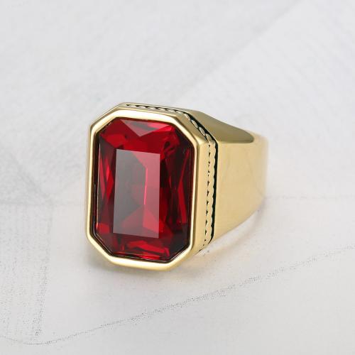 Rustfrit stål fingre Ringe, 304 rustfrit stål, med Krystal, mode smykker & forskellig størrelse for valg & for mennesket, flere farver til valg, Solgt af PC