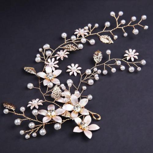 Headband, Tibetan Style, with Plastic Pearl, fashion jewelry & for woman & with rhinestone, more colors for choice, nickel, lead & cadmium free, 240mm, Sold By PC