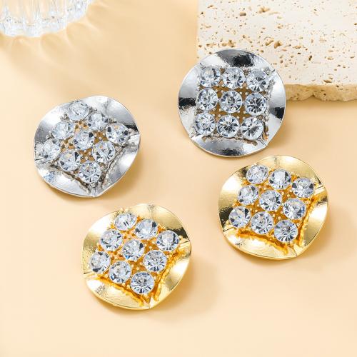 Tibetan Style Stud Earring, plated, fashion jewelry & for woman & with rhinestone, more colors for choice, nickel, lead & cadmium free, 43x44mm, Sold By Pair