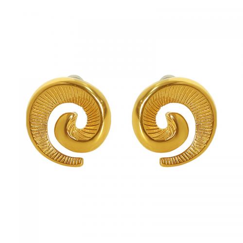 Boucle d'oreille Acier Titane, bijoux de mode & pour femme, doré, 19x20mm, Vendu par paire