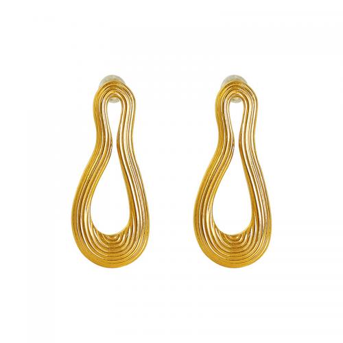 Titanio Acciaio Orecchini, Titantium acciaio, gioielli di moda & per la donna, dorato, 14x33mm, Venduto da coppia