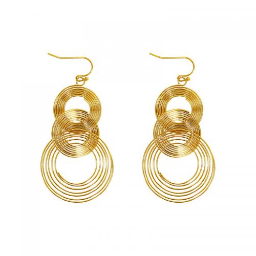 Titanium Steel  Earring, fashion jewelry & for woman, golden, 32x65mm, Sold By Pair