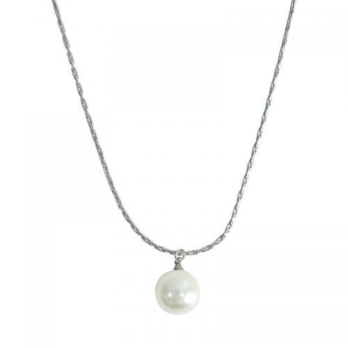 Titanium Steel Necklace with Glass Pearl with 5cm extender chain fashion jewelry & for woman Length Approx 40 cm Sold By PC