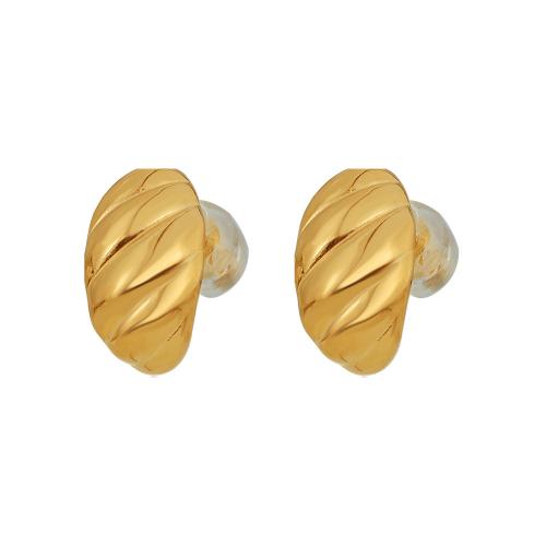 Boucle d'oreille Acier Titane, bijoux de mode & pour femme, doré, 7.50x13mm, Vendu par paire