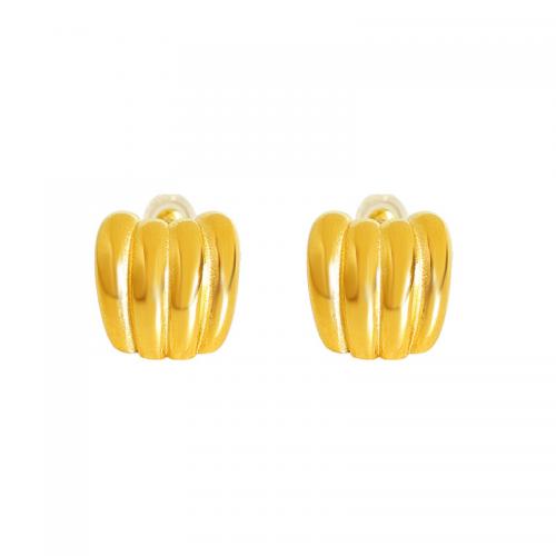 チタン鋼のイヤリング, チタン鋼, ファッションジュエリー & 女性用, 金色, 13x14mm, 売り手 ペア