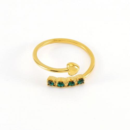 Prst prsten z nerezové oceli, 304 Stainless Steel, s Krystal, 18K pozlacené, módní šperky & pro ženy, více barev na výběr, Velikost:7, Prodáno By PC