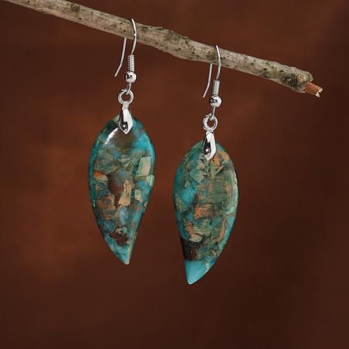 Gemstone Earrings, A pedra do rei, joias de moda & para mulher, Mais cores pare escolha, 15x55mm, vendido por par