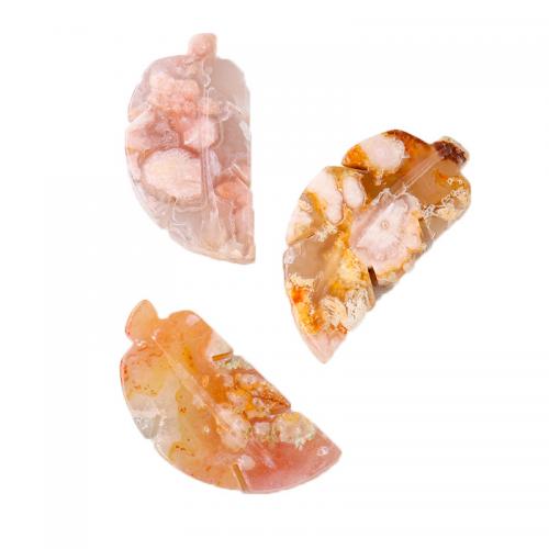 Fashion Decoration, Cherry Blossom Agate, Leaf, Carved, for home and office, Random Color, Length about 5cm, Sold By PC