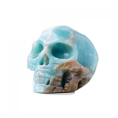 Fashion Decoration, ​Amazonite​, Skull, Carved, Halloween Design & for home and office, blue, Length about 8.5-9.5cm,Hight about 7-8cm, Sold By PC