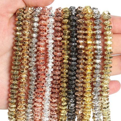 Natürliche Lava Perlen, flache Runde, DIY, keine, 6x4mm, verkauft per ca. 38 cm Strang
