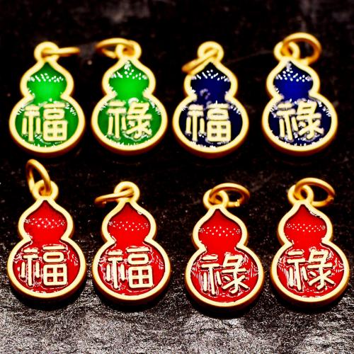 Tibetan Style Enamel Pendants, Calabash, plated, DIY, more colors for choice, nickel, lead & cadmium free, 17x10mm, Sold By PC