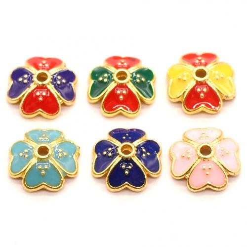 Tibetan Style Bead Cap, Flower, plated, DIY & enamel, more colors for choice, nickel, lead & cadmium free, 11mm, Sold By PC