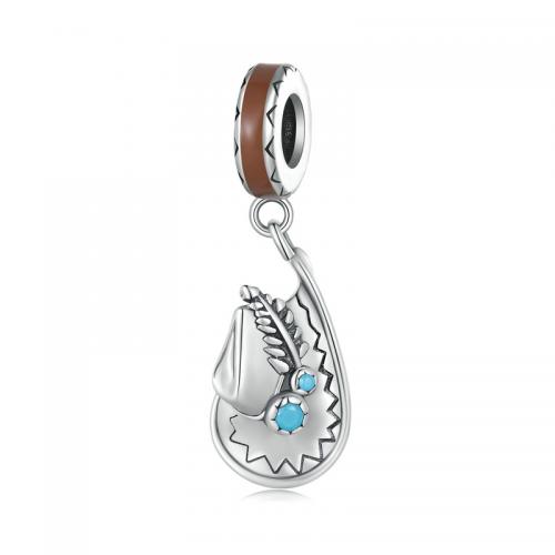 925 Sterling Silver Pendant with Turquoise plated DIY & enamel silver color Sold By PC