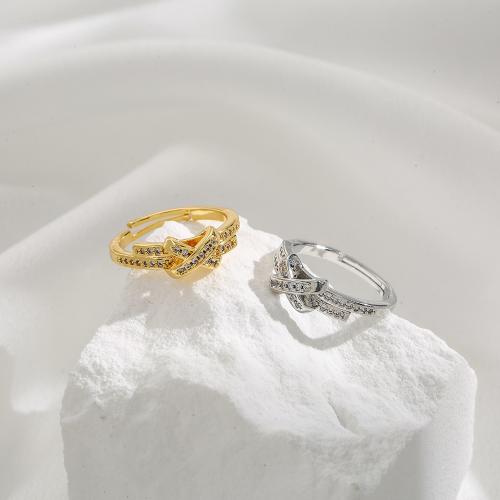 metal Anillo de dedo Cuff, Patrón Geométrico, chapado, para mujer & con diamantes de imitación, más colores para la opción, tamaño:6-8, Vendido por UD