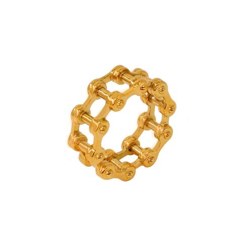 Partículas de aço anel, Padrão Geométrico, cromado de cor dourada, tamanho diferente para a escolha & para o homem & vazio, tamanho:7-9, vendido por PC