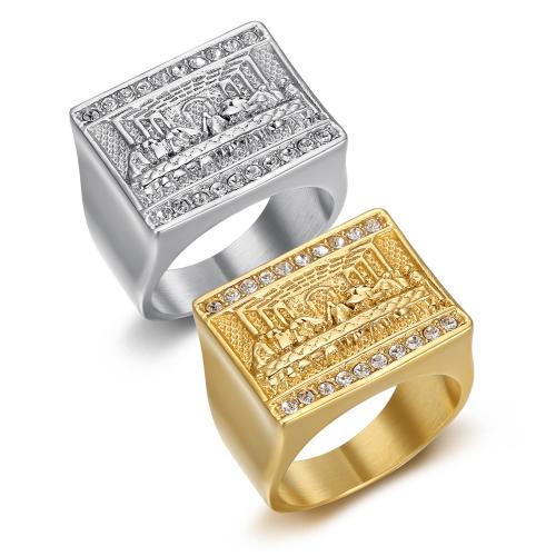Partículas de acero anillo, personaje, diverso tamaño para la opción & para hombre & con diamantes de imitación, más colores para la opción, tamaño:7-13, Vendido por UD