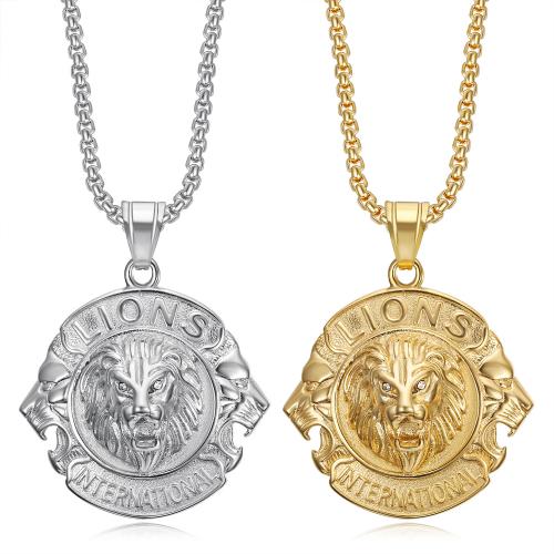 Titanium Steel Pendants, Lion, Vacuum Ion Plating, different styles for choice & with rhinestone, 42x39mm, Sold By PC