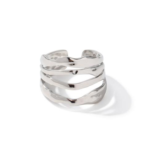 Нержавеющая сталь 304 Манжеты палец кольцо, Геометрический узор, многослойный & Женский & отверстие, оригинальный цвет, размер:5, продается PC