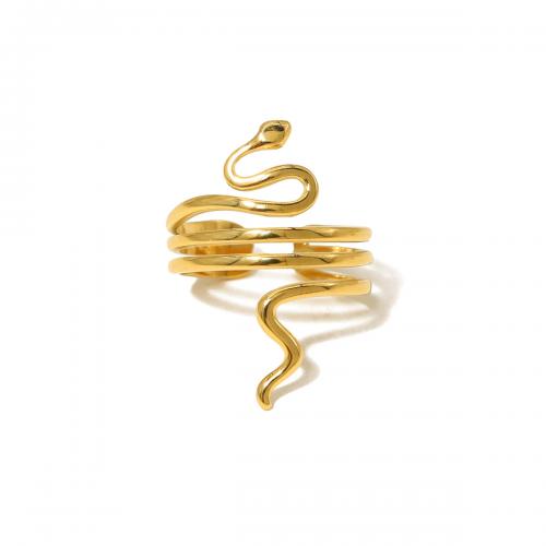 304 roestvrij staal Manchet Finger Ring, Slang, 18K verguld, mode sieraden & voor vrouw, Maat:8, Verkocht door PC
