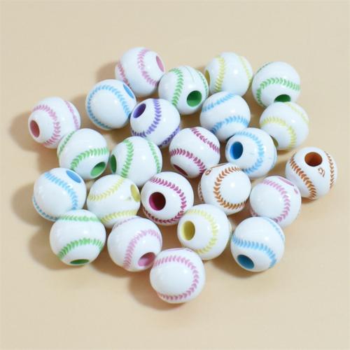 Acrylic Jewelry Beads Round stoving varnish DIY 12mm Approx Sold By Bag