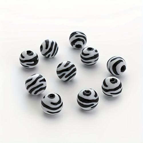 Acrylic Jewelry Beads Round DIY white and black Sold By Bag
